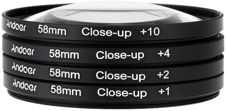 Lens Filter Kit Optical Glass Macro Close Up +1 +2 +4 +10 Lens Filter Kit 58mm 
